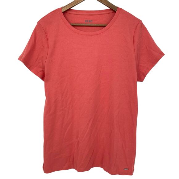 NEW DKNY Organic Cotton Basic Short Sleeve T Shirt Pink Size XL Essential - Picture 1 of 4